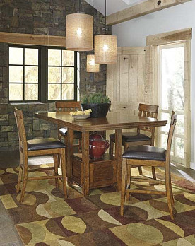 Ralene - Brown Counter Table w/ 4 Barstools