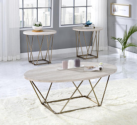 Rowyn - Faux White Marble 3-PC Occasional Set