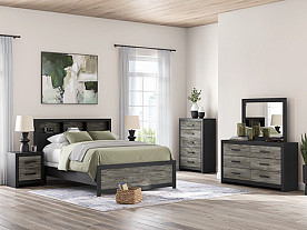 Ashley Broachmyn Bedroom Group (Dresser-Mirror-Bed-Chest-Nightstand) & Ashley Queen Peak & Base