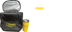 First 25 customers get a free Cleek's Cooler or Tumbler! 1 per household