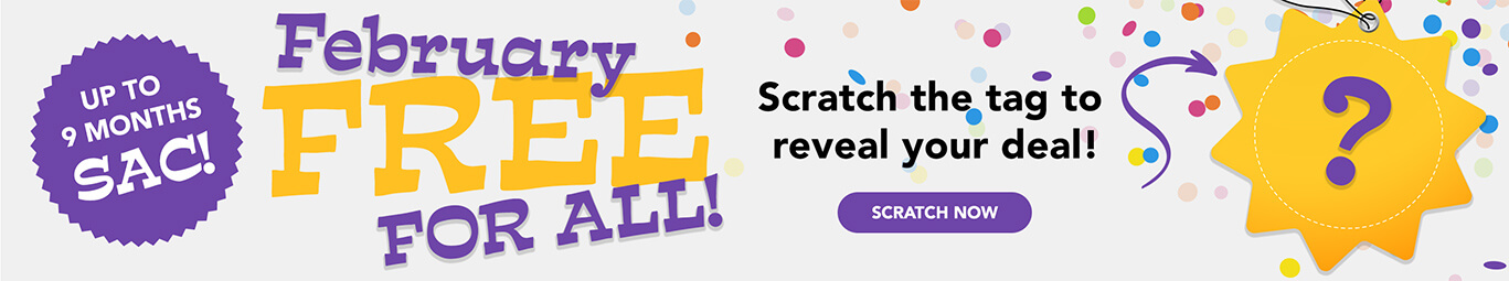 February Free For All! Scratch the tag to reveal your deal!